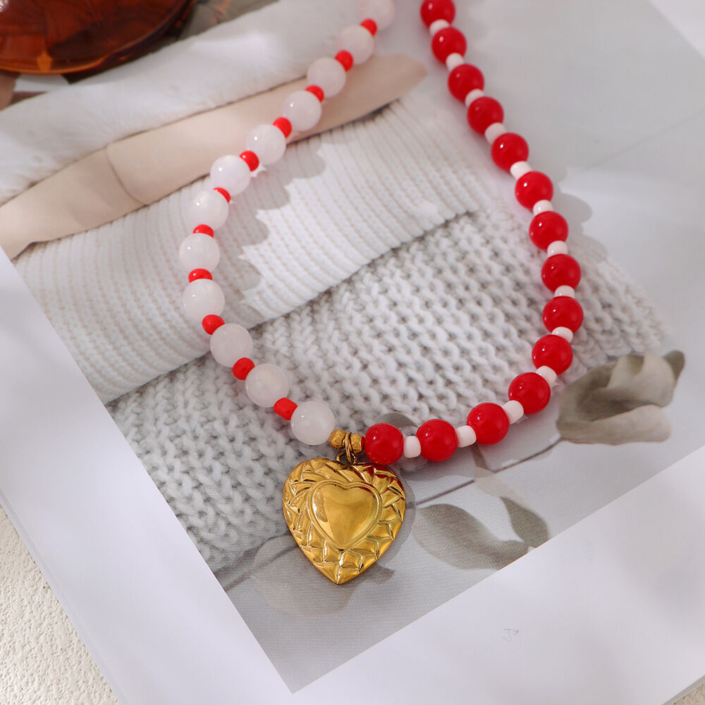 Heart Beads Resin Women's Beaded Necklaces Picture3