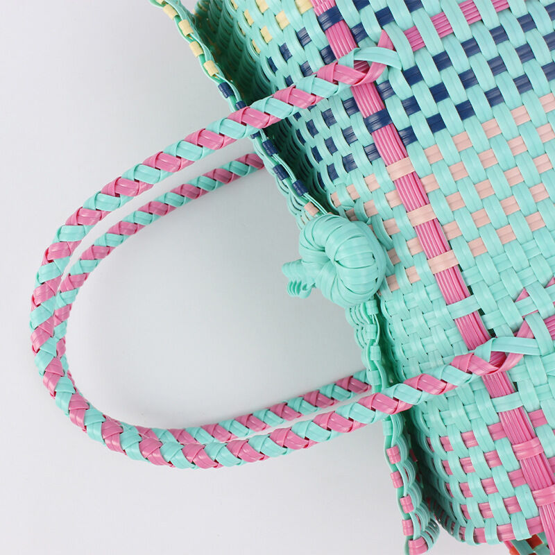 Vacation Style Woven Mixed Color Woven Pvc Women's Square Bag h5Picture3