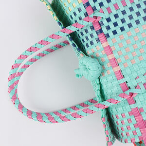 Vacation Style Woven Mixed Color Woven Pvc Women's Square Bag h5 Picture3
