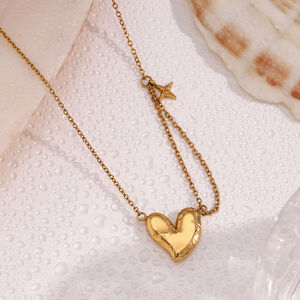 Collares con colgante sencillos de acero inoxidable con forma de corazón, resistentes al agua, para mujer. h5 Imagen3