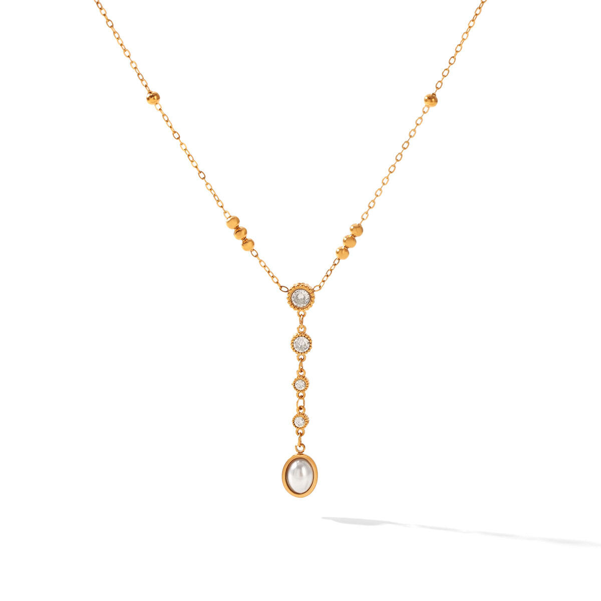 Simple Series Daily Chain Stainless Steel Waterproof   Gold Color  Zircon  Women's Pendant Necklaces Picture6