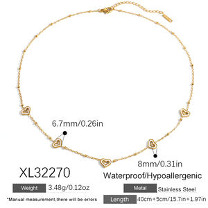 Simple Series Elegant Heart Chain Stainless Steel Waterproof Gold Color Women's Chain Necklaces h5