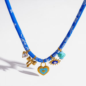 Bohemian Devil's Eye Bow Knot Fish Stainless Steel Waterproof Gold Color Zircon Women's Pendant Necklaces h5 Picture4