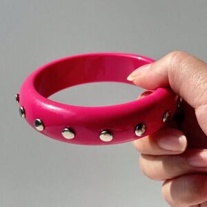 Punk Solid Color Rivet Resin Women's Bangles h5