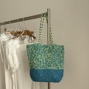 Casual Style Woven Mixed Color Woven Raffia Women's Square Bag h5