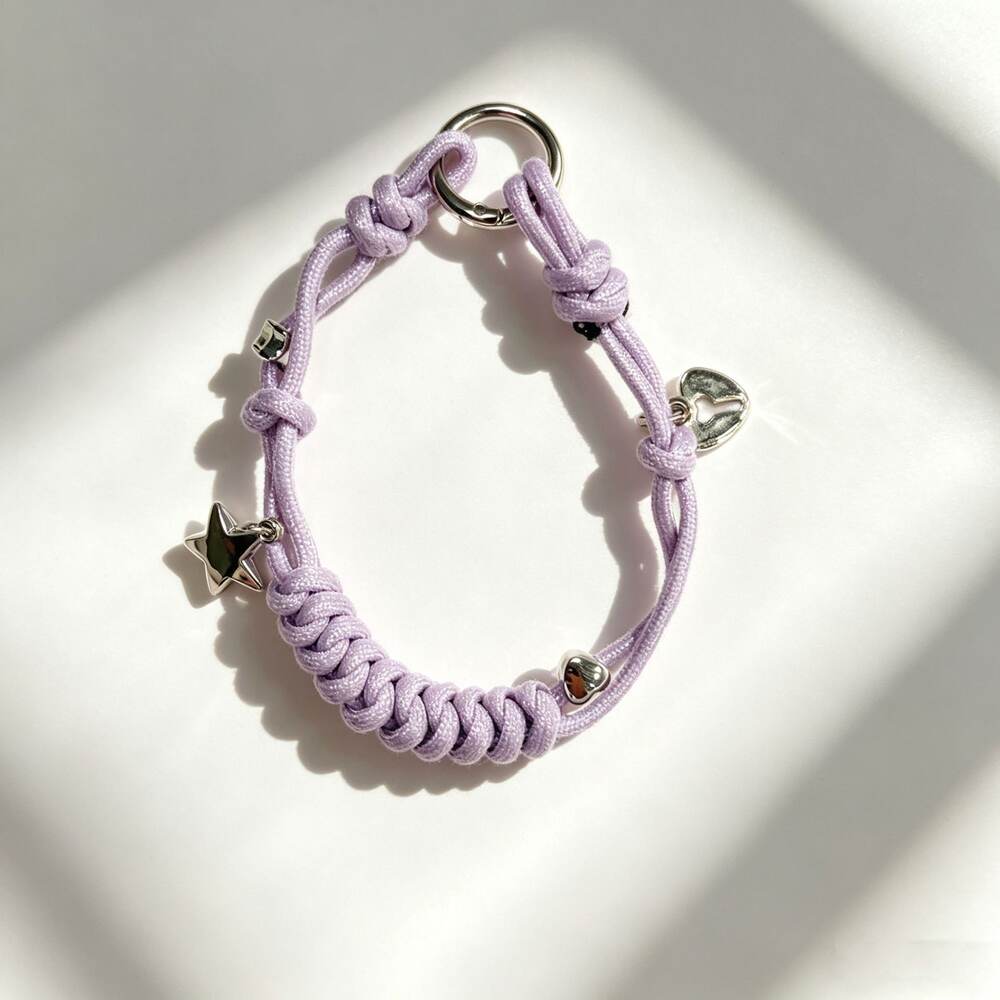 Simple Series Daily Solid Color Twist Key Star Woven Polyester Phone Chain Picture2