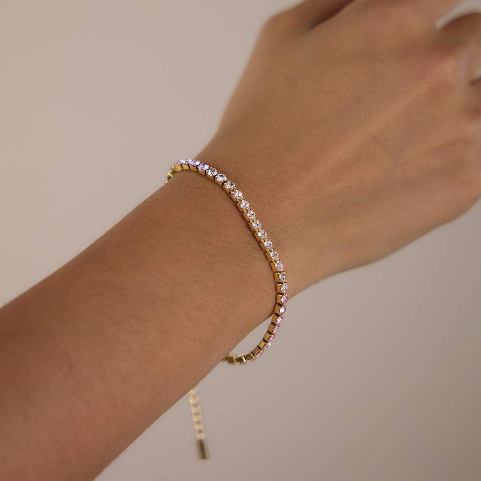 Simple Chain Stainless Steel Waterproof Gold Color Zircon Women's Chain Bracelets