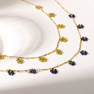 Romantic Series Elegant Flower Stainless Steel Waterproof Gold Color Women's Pendant Necklaces h5 Picture2