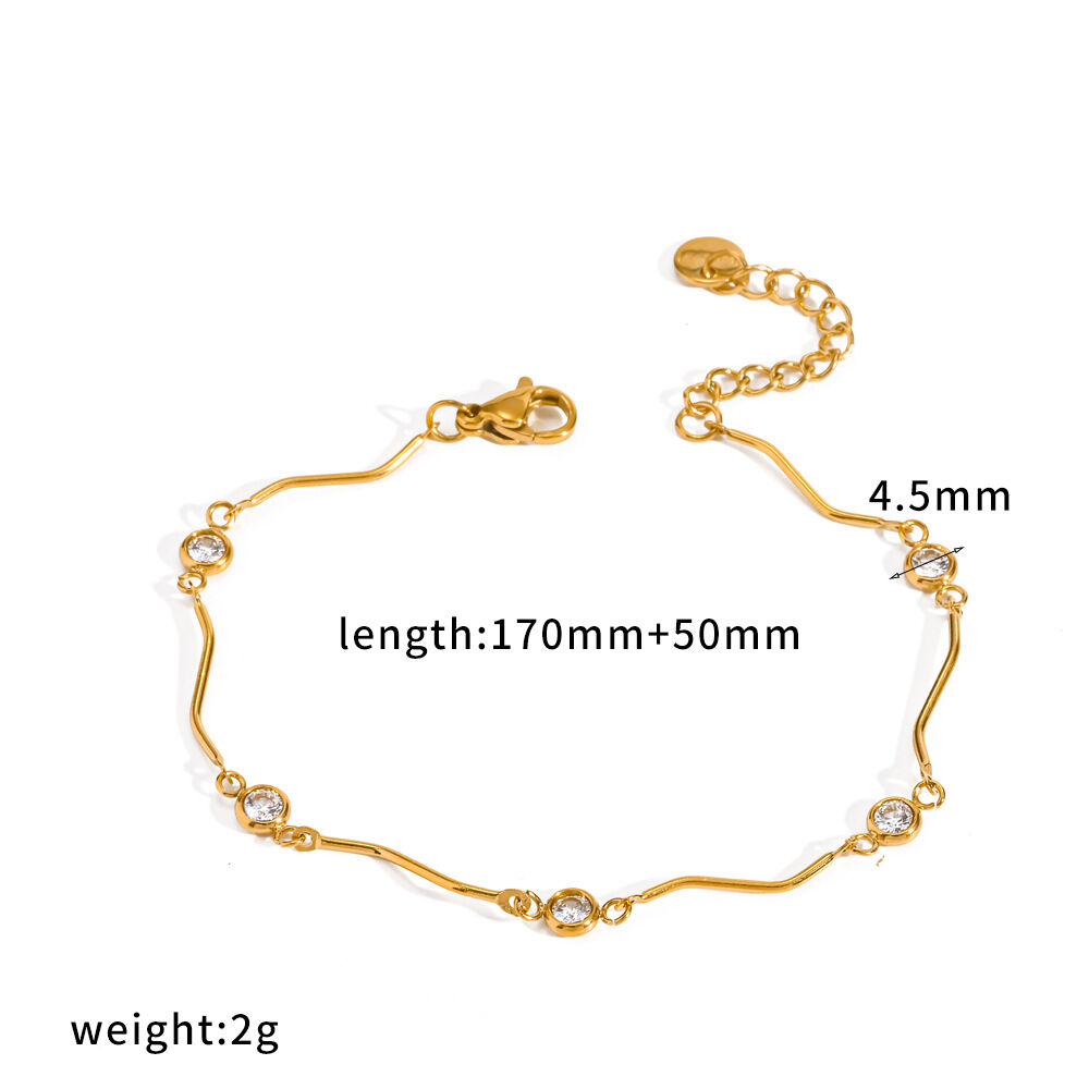 Set di gioielli da donna di lusso, eleganti, impermeabili, color oro, in acciaio inossidabile con strass. h5 