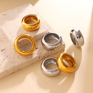 Bagues minimalistes pour femmes, collection Daily Circle, en acier inoxydable étanche, couleur or. h5 Image2