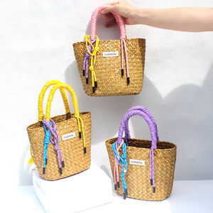 Casual Style Woven Twist Mixed Color Woven Raffia Women's Square Bag h5 Picture3