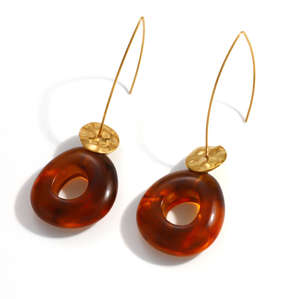 Simple Series Retro Circle Stainless Steel Waterproof   Gold Color  Women's Drop Earrings Picture4