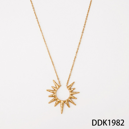 Collares con colgante para mujer de acero inoxidable, resistentes al agua, con diseño sencillo de sol.