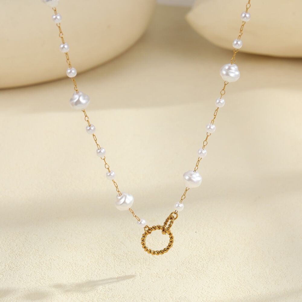 Collana da donna Simple Series Daily Heartt Chain in acciaio inossidabile impermeabile color oro h5Immagine2