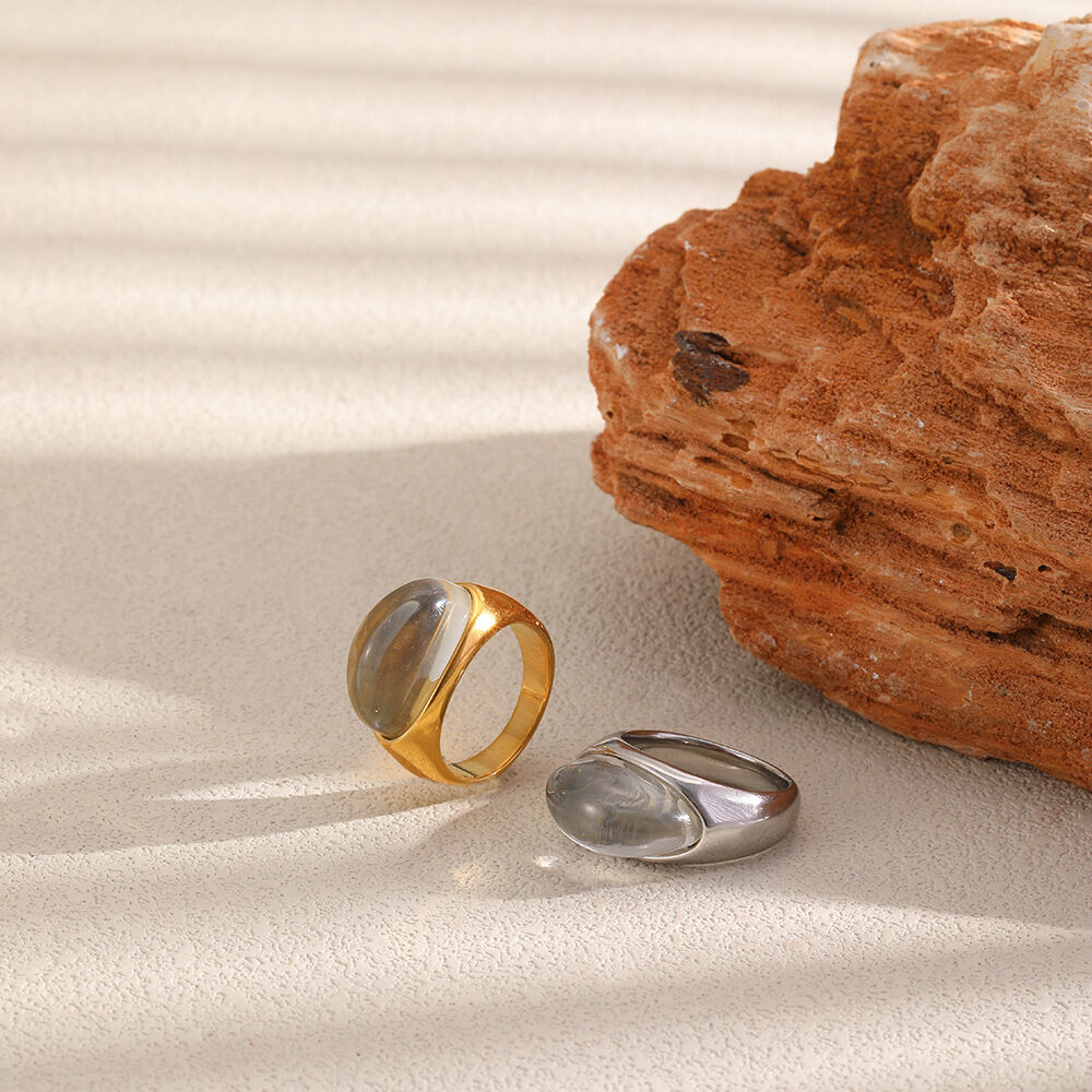 Simple Series Punk Ellipse Shape Statement Rings Resin Bild3