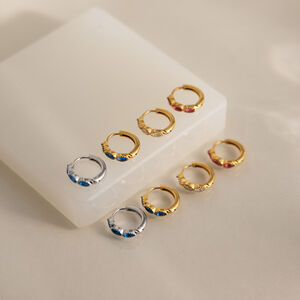 Classic Stainless Steel Waterproof Gold Color Zircon Women's Hoop Earrings h5 Picture3