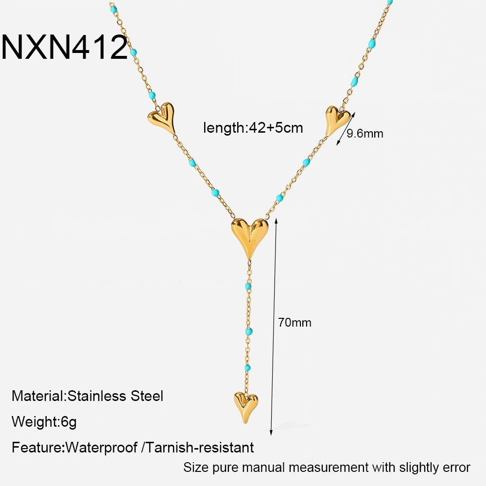 Romantic Series Sweet Heart Stainless Steel Waterproof   Gold Color  Women's Pendant Necklaces h5 