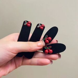 Simple Series Daily Solid Color Cherry Velvet Hair Clips h5 Picture3