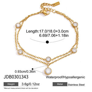 Simple Circle Stainless Steel Waterproof Gold Color Zircon Women's Charm Bracelets h5