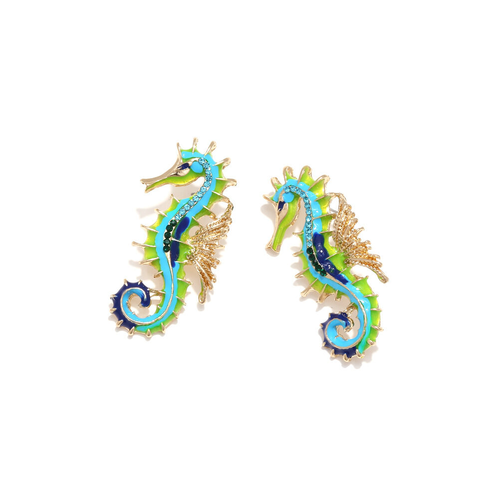 Ethnic Series Vacation Seahorse Oceanic Style Alloy Rhinestone Women's Stud Earrings Picture4