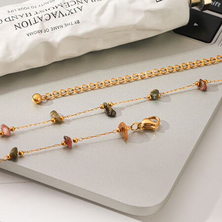 Simple Series Daily Chain Natural Stones Gold Color Women's Beaded Necklaces 2