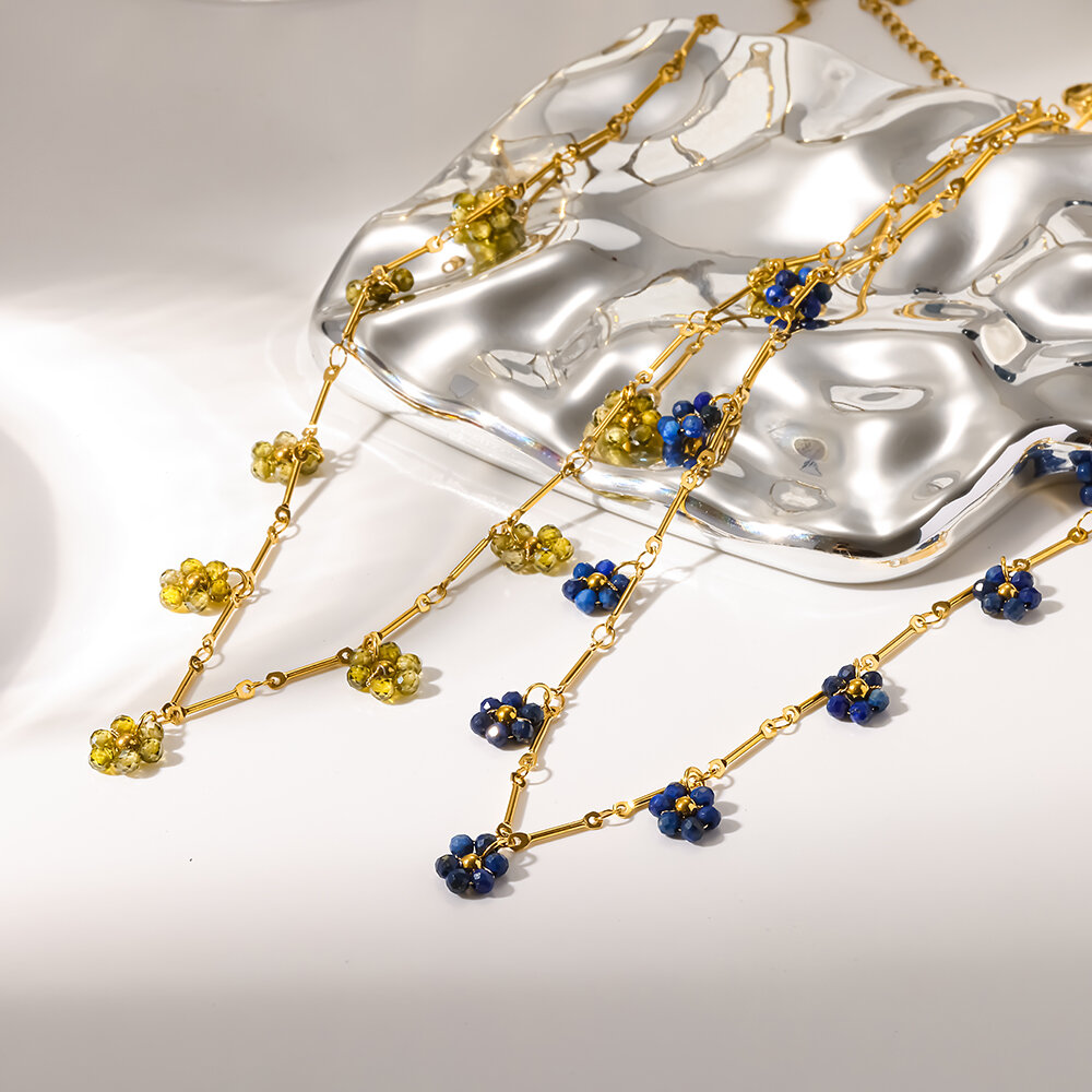 Romantic Series Elegant Flower Stainless Steel Waterproof   Gold Color  Women's Pendant Necklaces
