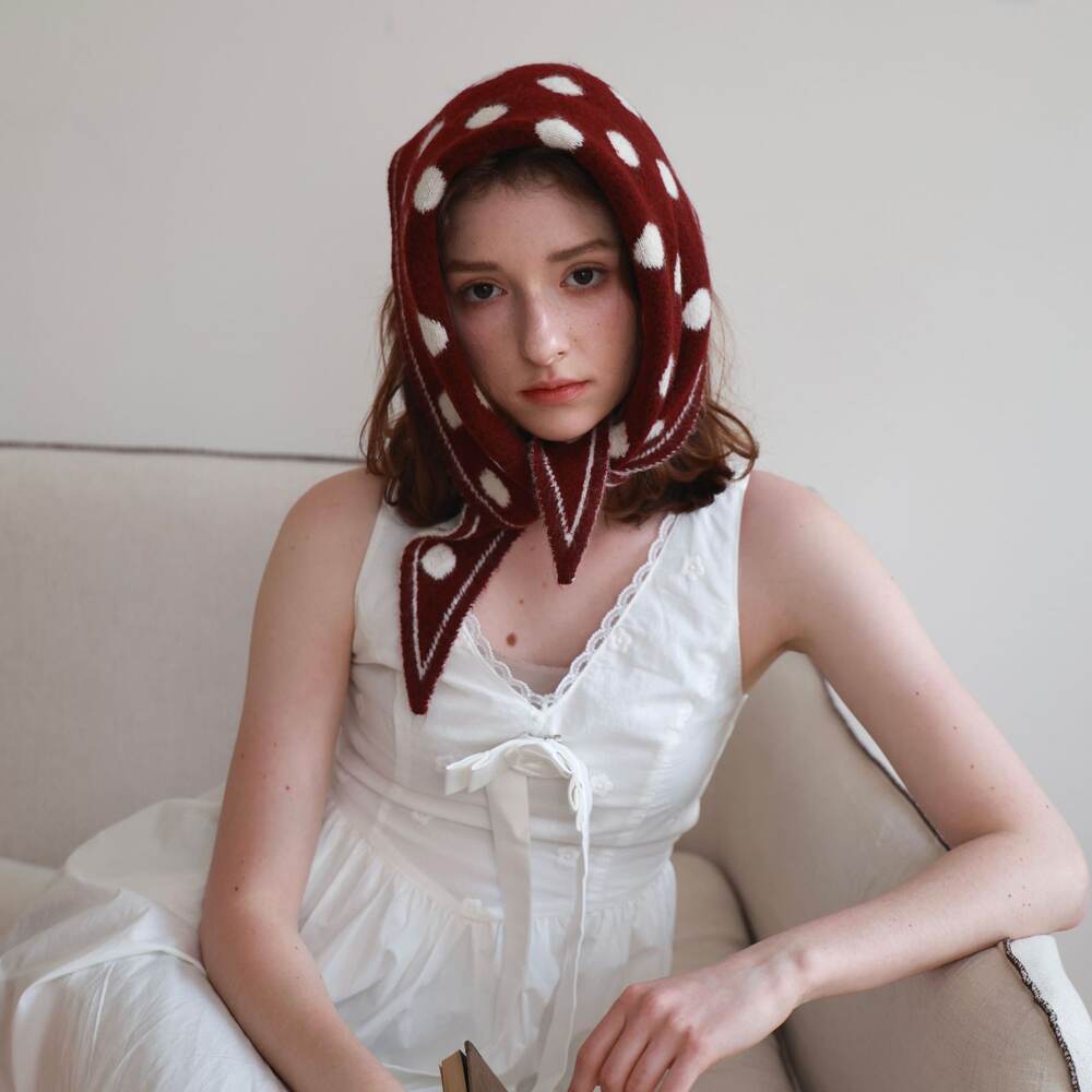 Simple Serisi Günlük Düz Renk Puantiyeli Yün-Polyester Karışımı Kışlık Şallar Resim2