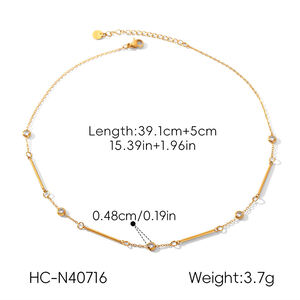 Daily Chain Stainless Steel Waterproof Gold Color Zircon Women's Chain Necklaces h5 Picture2