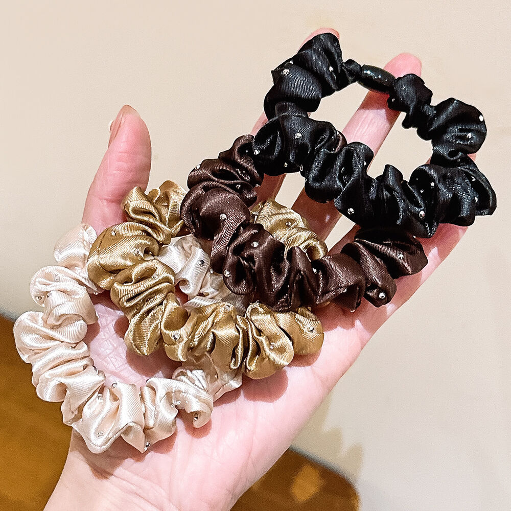 Simple Series Elegant Solid Color Fabric Rhinestone Scrunchies Picture3
