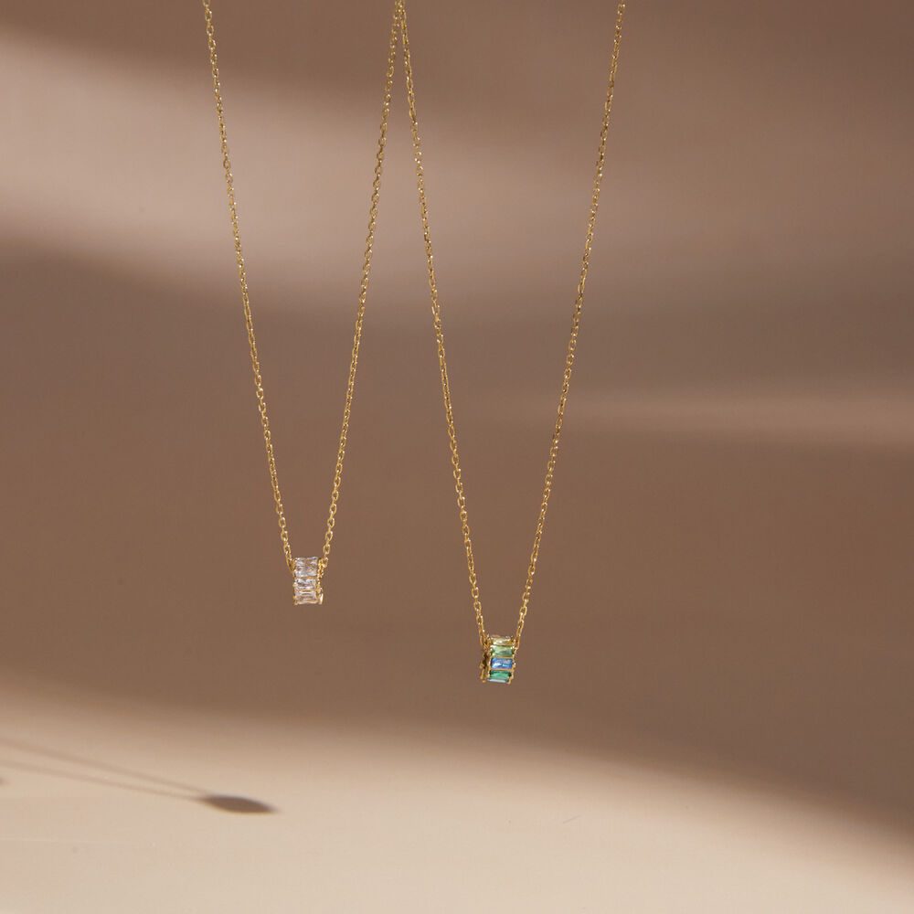Simple Circle Stainless Steel Waterproof Gold Color Zircon Women's Pendant Necklaces Picture4