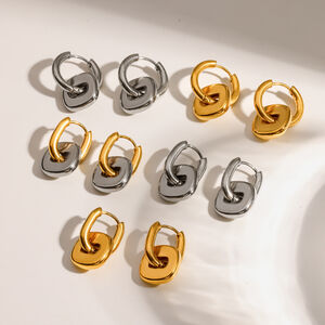 Einfache rechteckige Ohrhänger aus Edelstahl, wasserdicht, goldfarben, für Damen h5 Bild2