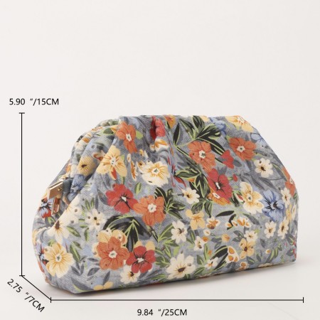 Evening Style Printed Flower Fabric Women's Square Bag