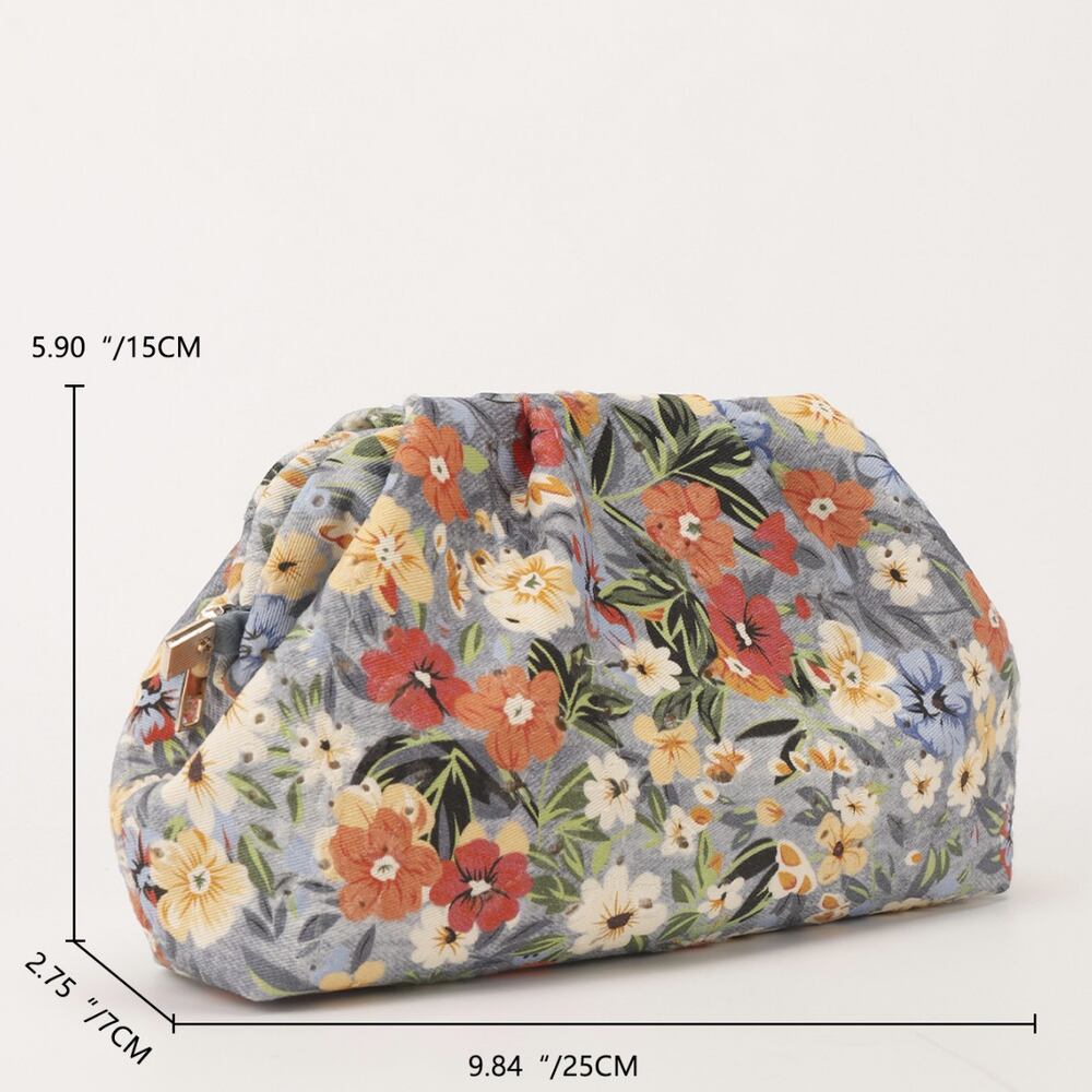 Evening Style Printed Flower Fabric Women's Square Bag