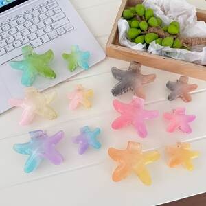 Romantic Series Daily Oceanic Style Starfish Gradient Color Plastic Hair Claws h5 Picture2