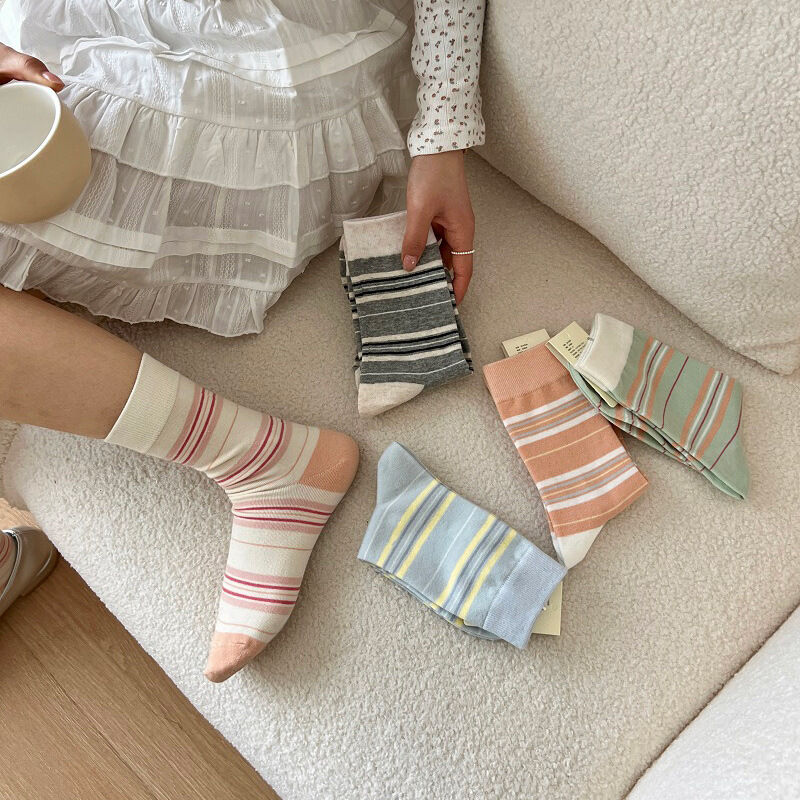 Lässige Streifen-Socken bis zur Wade h5Bild2