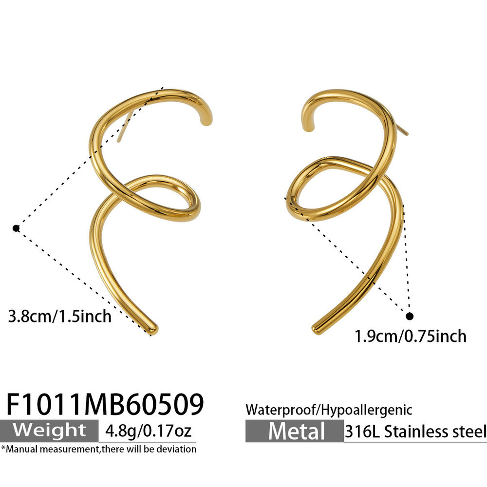 Simple Circle Lines Stainless Steel Waterproof Women's Stud Earrings