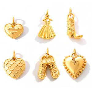 Simple DIY Irregular Shape Heart Bow Knot Crown Boots Stainless Steel Waterproof Gold Color Pendants h5 Picture5