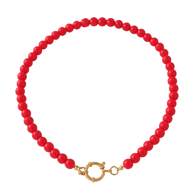Solid Color Beads Glass Women's Beaded Necklaces