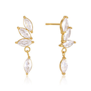 Flower Stainless Steel Waterproof Gold Color Zircon Women's Drop Earrings h5 Picture4