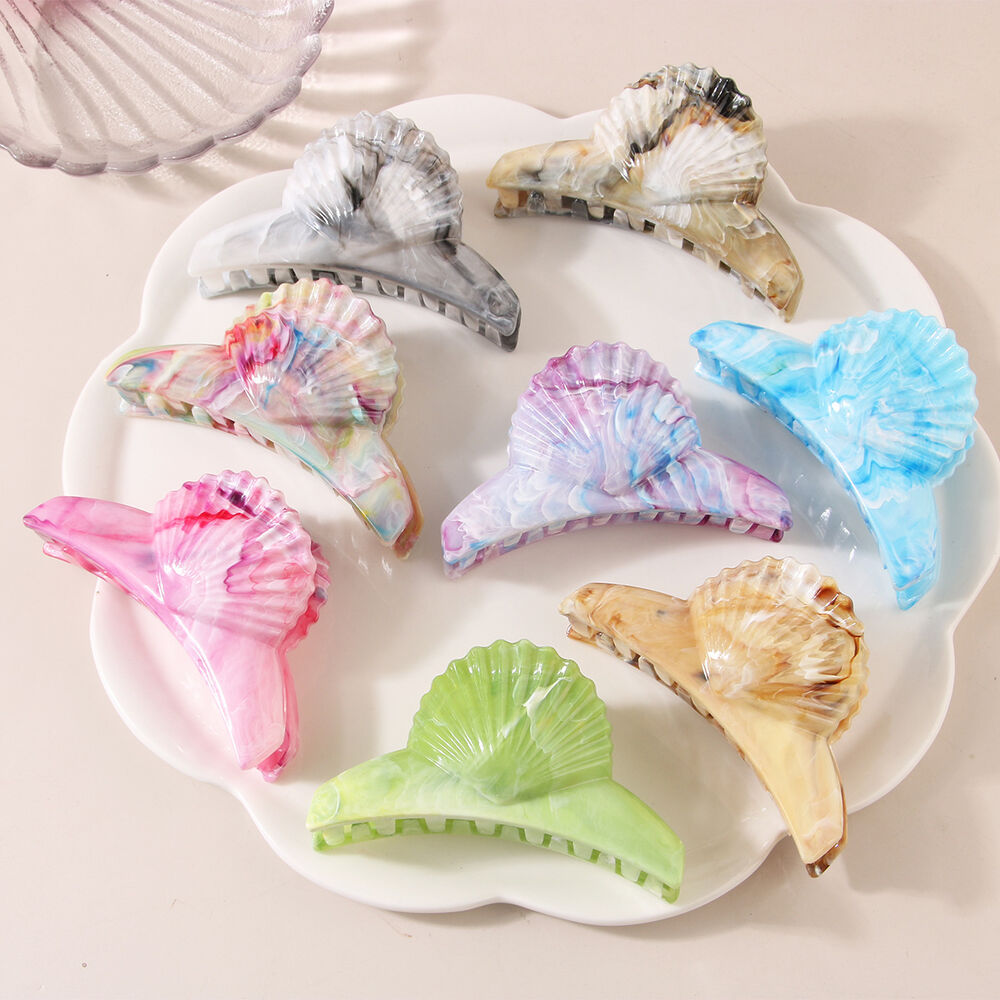 Romantic Series Daily Oceanic Style Shell Gradient Color Abs Hair Claws Picture2