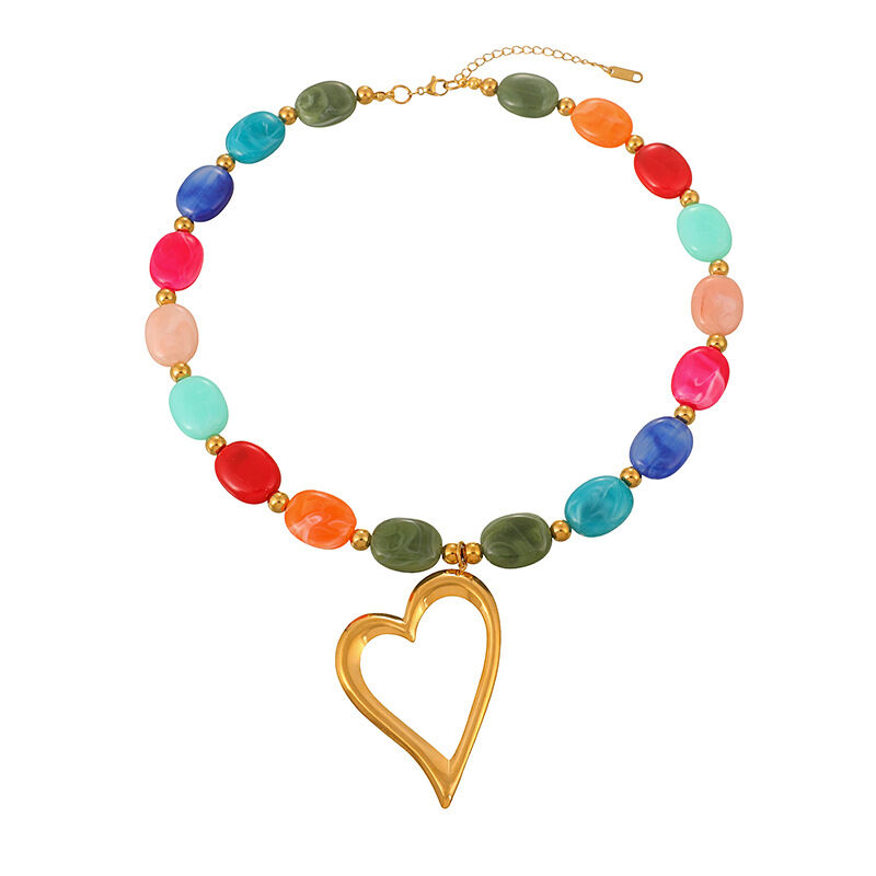 Simple Series Sweet Heart Resin Beads Women's Beaded Necklaces 