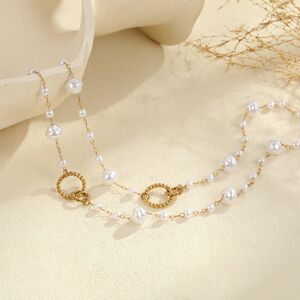 Collana da donna Simple Series Daily Heartt Chain in acciaio inossidabile impermeabile color oro h5 Immagine3