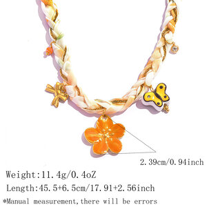 Simple Series Daily Flower Animal Stainless Steel Waterproof Gold Color Braided Necklaces h5