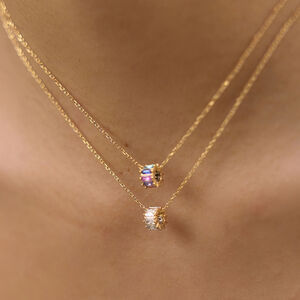Simple Circle Stainless Steel Waterproof Gold Color Zircon Women's Pendant Necklaces h5 Picture3