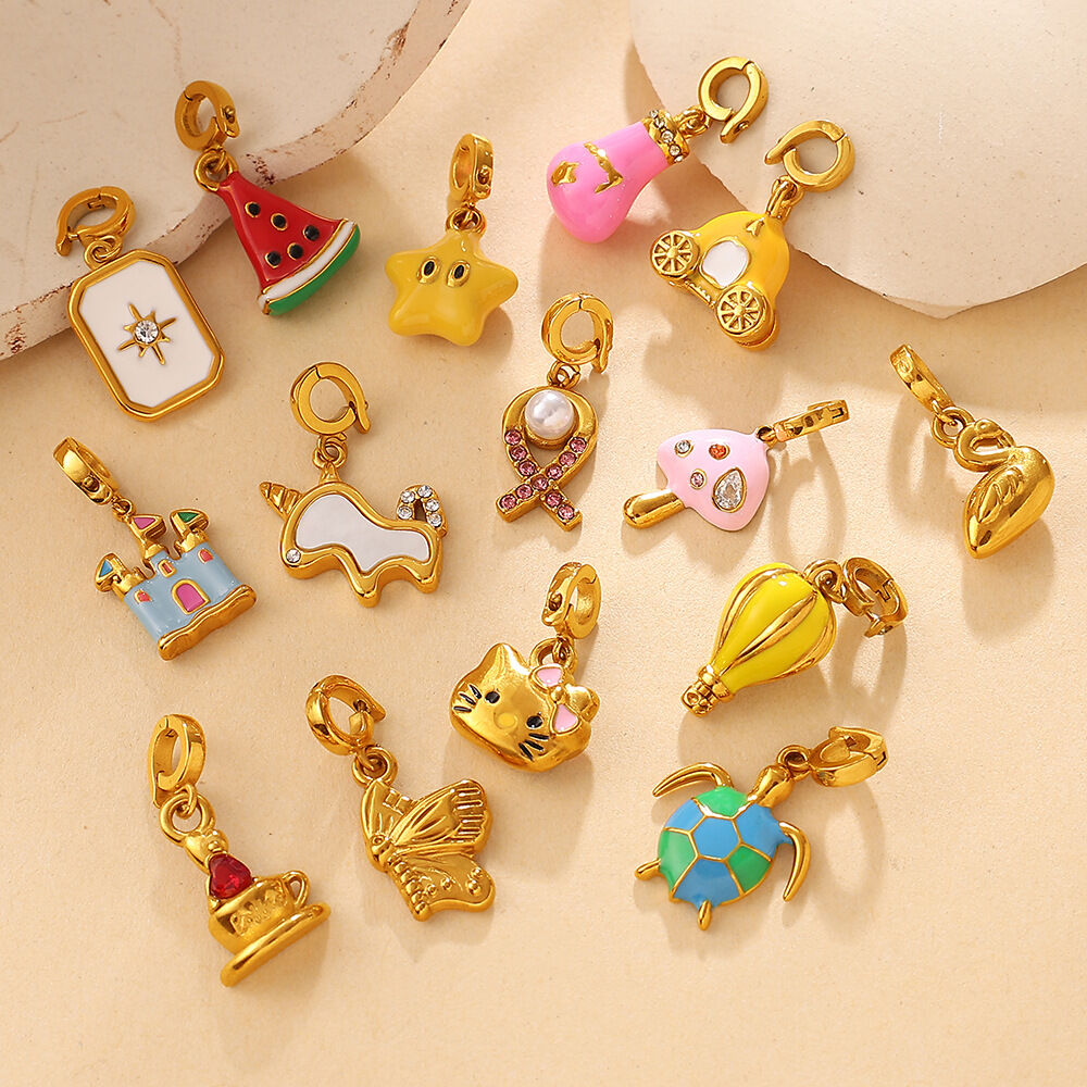 Cute Fruit Shape Stainless Steel Waterproof Gold Color Women's DIY Pendants h5Picture3