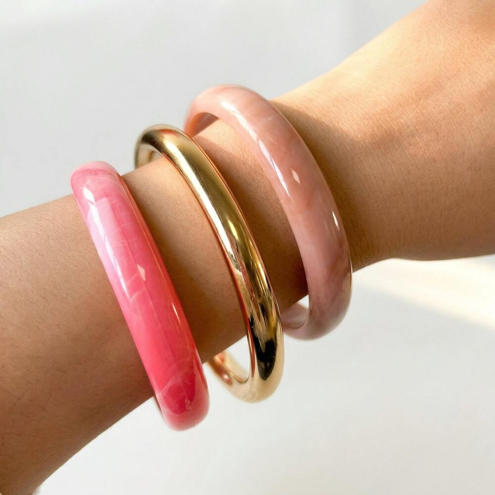 Gradient Color Resin Gold Color Women's Bracelets Sets h5Picture2
