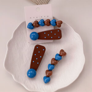 Simple Series Retro Heart Polka Dots Plastic Hair Clips h5 Picture2