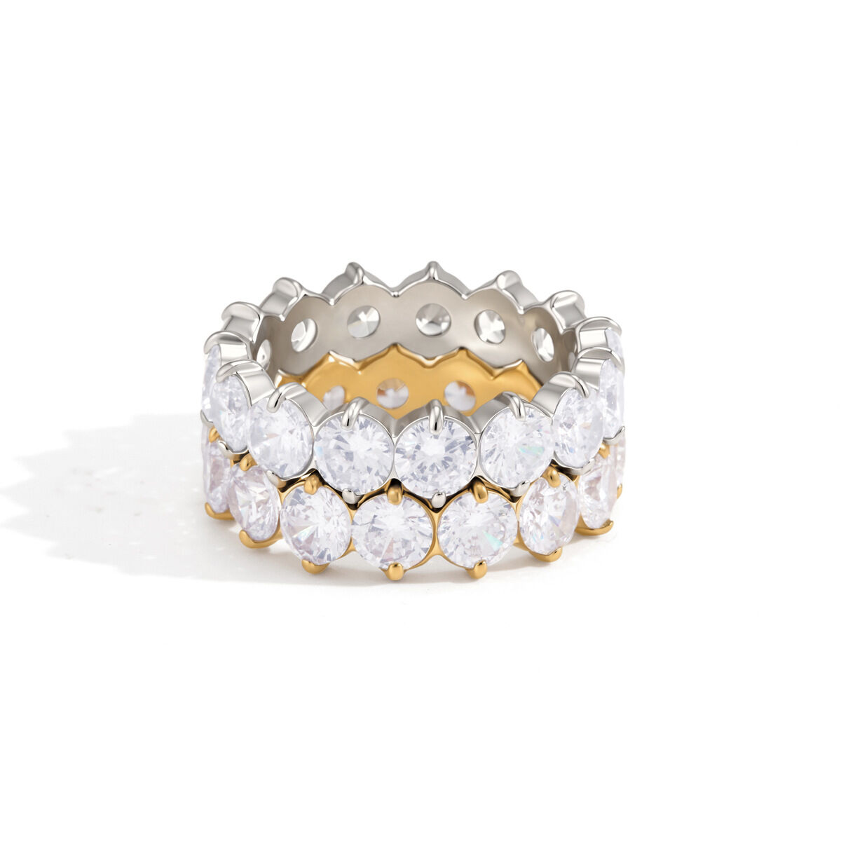 Luxurious Series Simple Circle Stainless Steel Waterproof Gold Color Zircon Women's Gemstone Rings Picture5