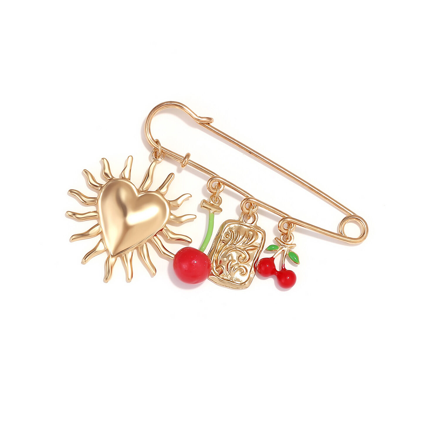Simple Series Retro Irregular Shape Heart Cherry Alloy Brooches h5 Picture3