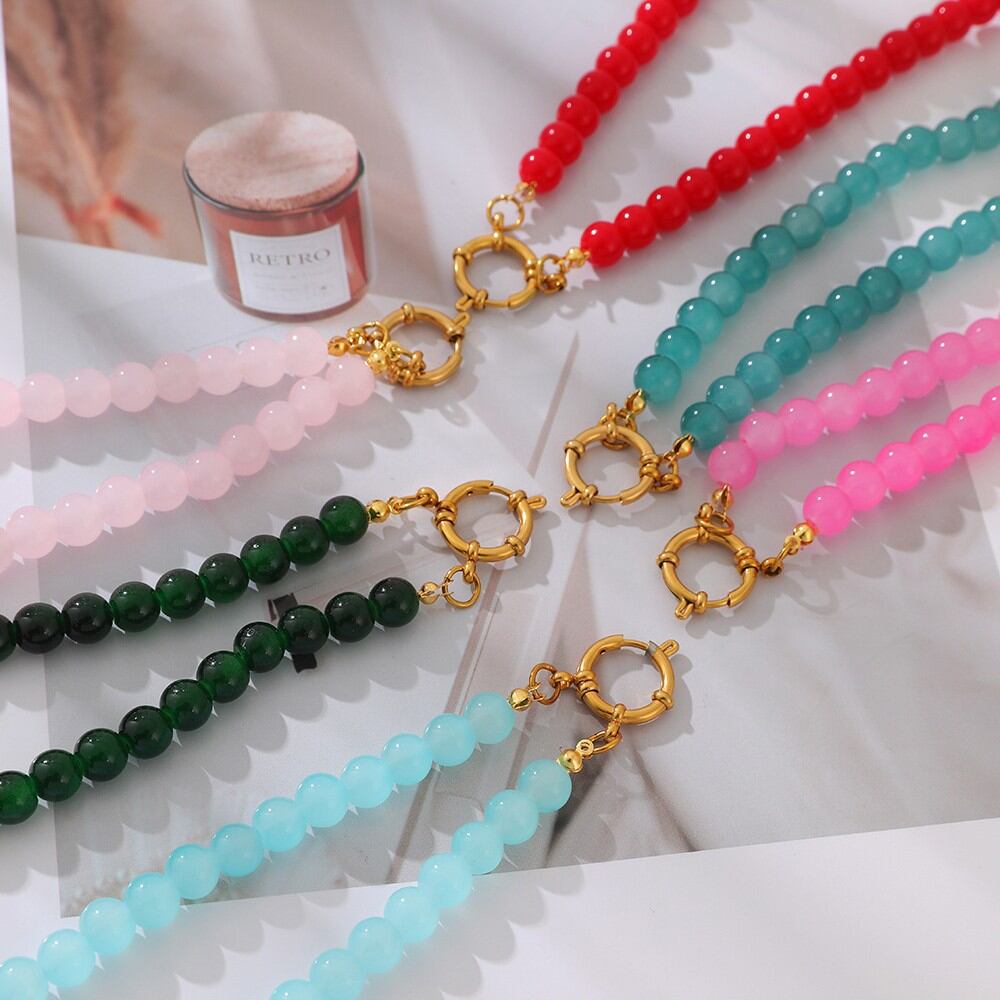 Solid Color Beads Glass Women's Beaded Necklaces Picture2